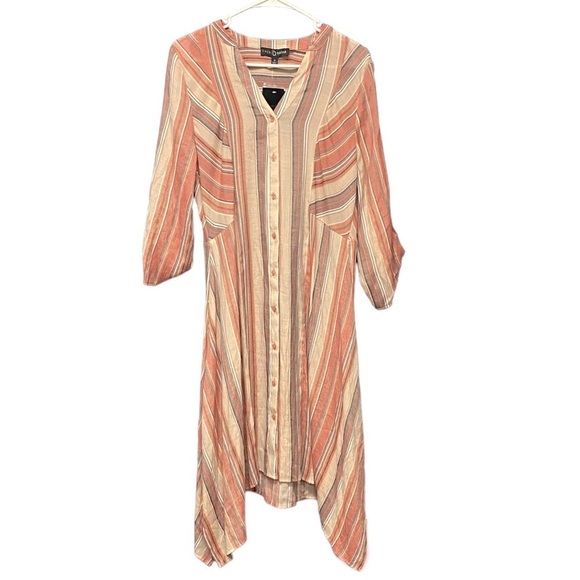 Fred David Dresses & Skirts - NWT Fred David flowy asymmetrical dress with blush tone stripes womens medium
